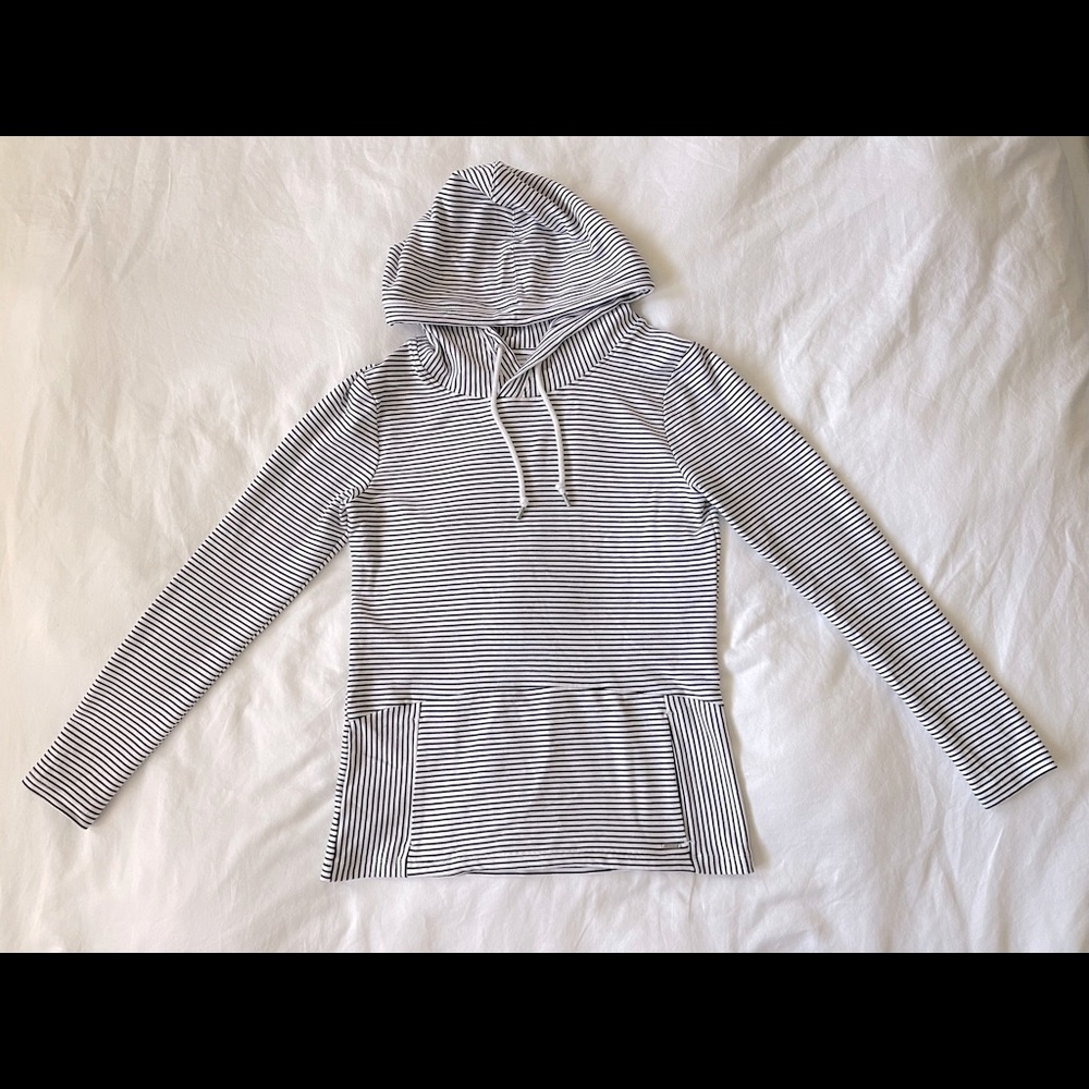 Lorna Jane Striped Hoodie Sweater, black and white, XSmall